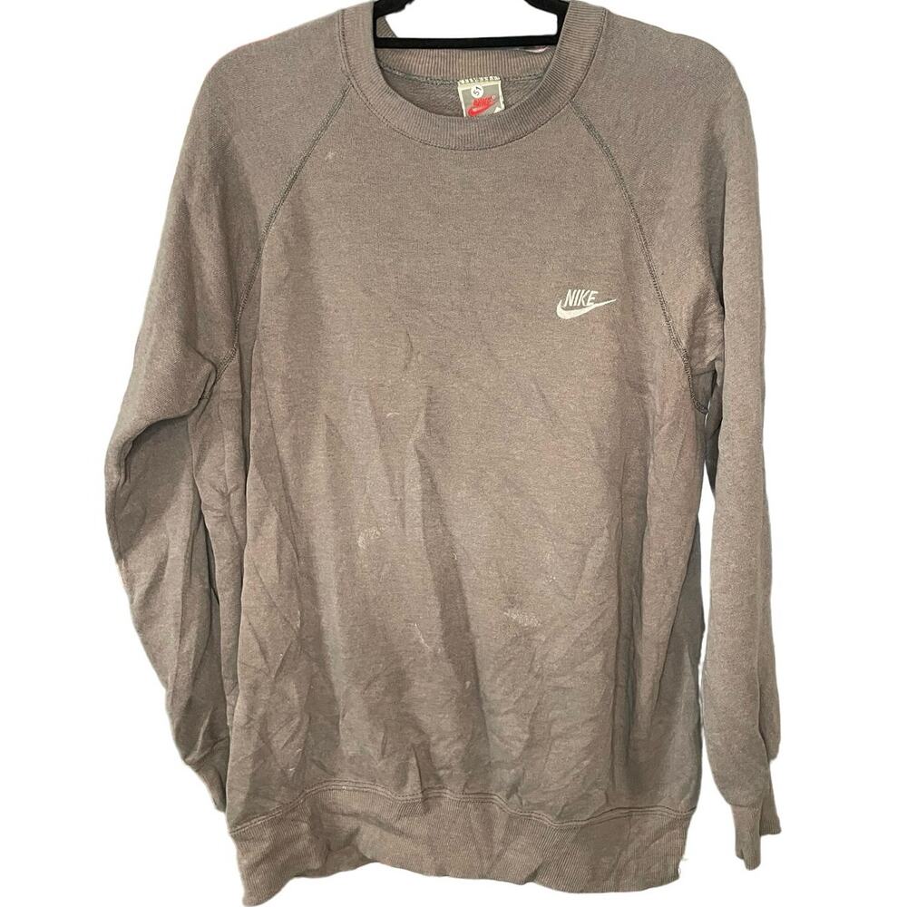 Vintage 80s Nike Grey Embroidered Crewneck Adult  Large